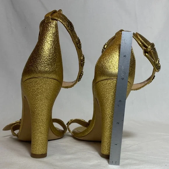 Coach Gold Elizabeth Heels with Tea Rose Eyelets and Ankle Strap Women 6 - Picture 5 of 11